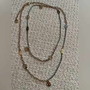 LOUIS VUITTON Authentic Logomania Sautoir Necklace in Silver and Gold